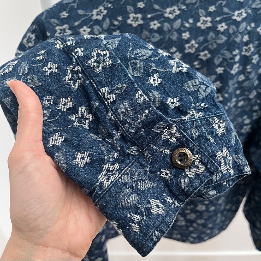 Vintage Cottage Cove floral denim jacket XL blue cottagecore grandmacore shacket - Picture 7 of 8